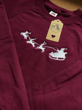 Load image into Gallery viewer, Embroidered Santa and Reindeer Sled Christmas Jumper