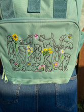 Load image into Gallery viewer, Spring Dogs Backpack for Dog Lovers and Owners- colourful embroidered compact rucksack for your adventures