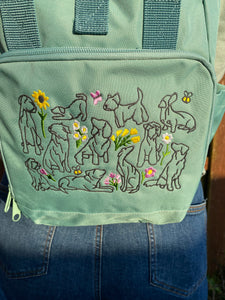 Spring Dogs Backpack for Dog Lovers and Owners- colourful embroidered compact rucksack for your adventures
