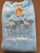 Load image into Gallery viewer, Embroidered Dog Party Sweatshirt - ‘Dogs are my happiness source’