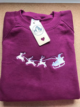 Load image into Gallery viewer, Embroidered Santa and Reindeer Sled Christmas Jumper