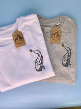 Load image into Gallery viewer, Sighthound  Outline T-shirt - Embroidered Whippet, Lurcher, greyhound organic tee for dog lovers and owners