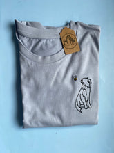 Load image into Gallery viewer, Border Collie Outline T-shirt - embroidered collie organic tee for dog lovers and owners