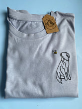 Load image into Gallery viewer, Border Collie Outline T-shirt - embroidered collie organic tee for dog lovers and owners