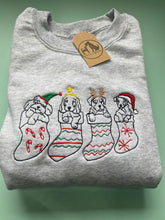 Load image into Gallery viewer, Christmas Puppy Stocking Sweatshirt - Festive dogs sweater for dog lovers

