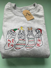 Load image into Gallery viewer, Christmas Puppy Stocking Sweatshirt - Festive dogs sweater for dog lovers
