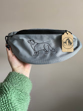 Load image into Gallery viewer, Dog Walking Bum Bag- breed silhouette recycled embroidered waist pack. The perfect gift for dog parents, dog walkers and dog groomers