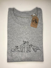 Load image into Gallery viewer, Embroidered Sighthound T-shirt- Organic tee for whippet, lurcher, greyhound lovers