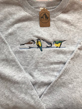 Load image into Gallery viewer, British Garden Birds Sweatshirt - Great, Blue, Coal and Marsh tit sweater for twitchers