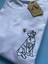 Load image into Gallery viewer, GSD Outline T-shirt - embroidered German shepherd organic tee for dog lovers and owners