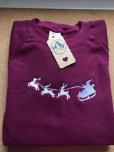 Load image into Gallery viewer, Embroidered Santa and Reindeer Sled Christmas Jumper