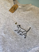 Load image into Gallery viewer, Spring Cat Outline T-shirt - embroidered organic tee for cat lovers and owners
