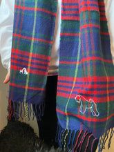 Load image into Gallery viewer, Embroidered dog breed Tartan Scarf- Classic check scarf for winter dog walks