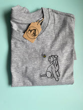 Load image into Gallery viewer, Schnauzer Outline T-shirt - embroidered miniature/ standard schnauzer organic tee for dog lovers and owners