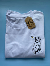 Load image into Gallery viewer, Border Collie Outline T-shirt - embroidered collie organic tee for dog lovers and owners