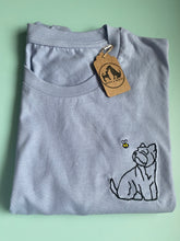 Load image into Gallery viewer, Westie Outline T-shirt - embroidered west highland white terrier organic tee for dog lovers and owners