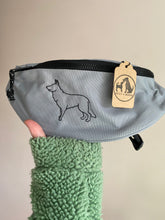 Load image into Gallery viewer, Dog Walking Bum Bag- breed silhouette recycled embroidered waist pack. The perfect gift for dog parents, dog walkers and dog groomers