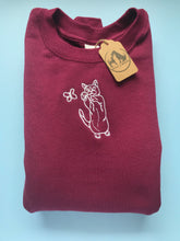 Load image into Gallery viewer, Embroidered Cat and Butterfly Sweatshirt- Gifts for Cat lovers and owners