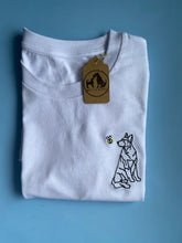 Load image into Gallery viewer, GSD Outline T-shirt - embroidered German shepherd organic tee for dog lovers and owners