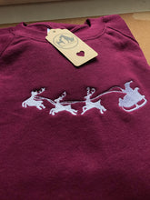 Load image into Gallery viewer, Embroidered Santa and Reindeer Sled Christmas Jumper