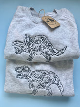 Load image into Gallery viewer, Children’s Embroidered Dinosaur Sweatshirt - Gifts for dino loving kids.