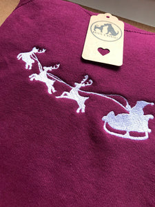 Embroidered Santa and Reindeer Sled Christmas Jumper