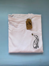 Load image into Gallery viewer, Sighthound  Outline T-shirt - Embroidered Whippet, Lurcher, greyhound organic tee for dog lovers and owners