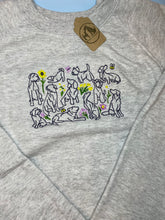 Load image into Gallery viewer, Spring Dogs Sweatshirt- dog outline, flowers, butterfly and bees embroidered sweatshirt for dog lovers