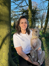 Load image into Gallery viewer, Sighthound  Outline T-shirt - Embroidered Whippet, Lurcher, greyhound organic tee for dog lovers and owners