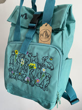 Load image into Gallery viewer, Spring Dogs Backpack for Dog Lovers and Owners- colourful embroidered compact rucksack for your adventures