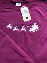 Load image into Gallery viewer, Embroidered Santa and Reindeer Sled Christmas Jumper