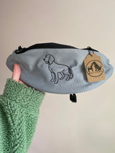 Load image into Gallery viewer, Dog Walking Bum Bag- breed silhouette recycled embroidered waist pack. The perfect gift for dog parents, dog walkers and dog groomers