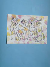 Load image into Gallery viewer, Collie Doodle art print  | A5 hand drawn dog print - great gift for collie  lovers and owners.
