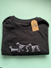 Load image into Gallery viewer, Embroidered Dog Skeleton Sweatshirt/ t-shirt for dog lovers and spooky witches ready for Halloween