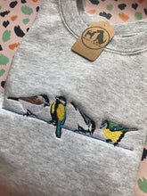 Load image into Gallery viewer, British Garden Birds Sweatshirt - Great, Blue, Coal and Marsh tit sweater for twitchers