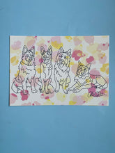 Load image into Gallery viewer, GSD Doodle art print | A5 hand drawn dog print - great gift for Alsatian lovers and owners