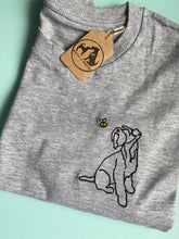 Load image into Gallery viewer, Schnauzer Outline T-shirt - embroidered miniature/ standard schnauzer organic tee for dog lovers and owners