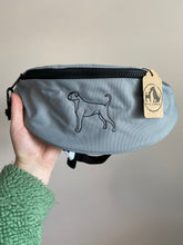 Load image into Gallery viewer, Dog Walking Bum Bag- breed silhouette recycled embroidered waist pack. The perfect gift for dog parents, dog walkers and dog groomers