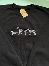 Load image into Gallery viewer, Embroidered Dog Skeleton Sweatshirt/ t-shirt for dog lovers and spooky witches ready for Halloween