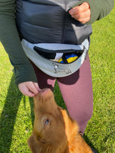 Load image into Gallery viewer, Custom Dog Walking Bum Bag- breed silhouette recycled embroidered waist pack. The perfect gift for dog parents, dog walkers and dog groomers