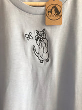 Load image into Gallery viewer, Embroidered Cat and Butterfly Sweatshirt- Gifts for Cat lovers and owners