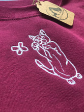 Load image into Gallery viewer, Embroidered Cat and Butterfly Sweatshirt- Gifts for Cat lovers and owners