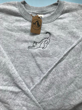Load image into Gallery viewer, Embroidered Cat Stretching Silhouette Sweatshirt- Gifts for Cat lovers and owners