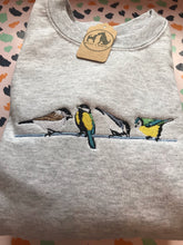 Load image into Gallery viewer, British Garden Birds Sweatshirt - Great, Blue, Coal and Marsh tit sweater for twitchers