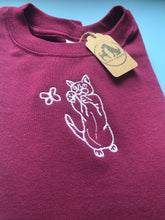 Load image into Gallery viewer, Embroidered Cat and Butterfly Sweatshirt- Gifts for Cat lovers and owners