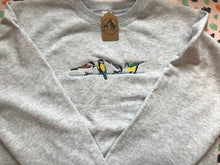 Load image into Gallery viewer, British Garden Birds Sweatshirt - Great, Blue, Coal and Marsh tit sweater for twitchers