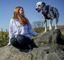 Load image into Gallery viewer, Embroidered Dalmatian Sweatshirt - Puppy Play date embroidered sweater for dog lovers
