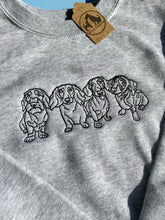 Load image into Gallery viewer, Embroidered dachshund Sweater - Gifs for long hair, short hair and wire hair Sausage dog Lovers and owners