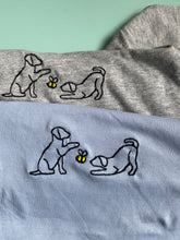 Load image into Gallery viewer, Spring Puppy Outline T-shirt - embroidered puppy organic tee for dog lovers and owners