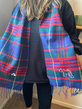 Load image into Gallery viewer, Embroidered dog breed Tartan Scarf- Classic check scarf for winter dog walks